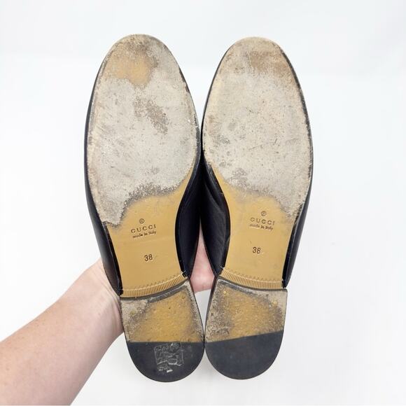 Gucci Princetown Black Leather Horsebit Mules Loafers 38 - Picture 8 of 10